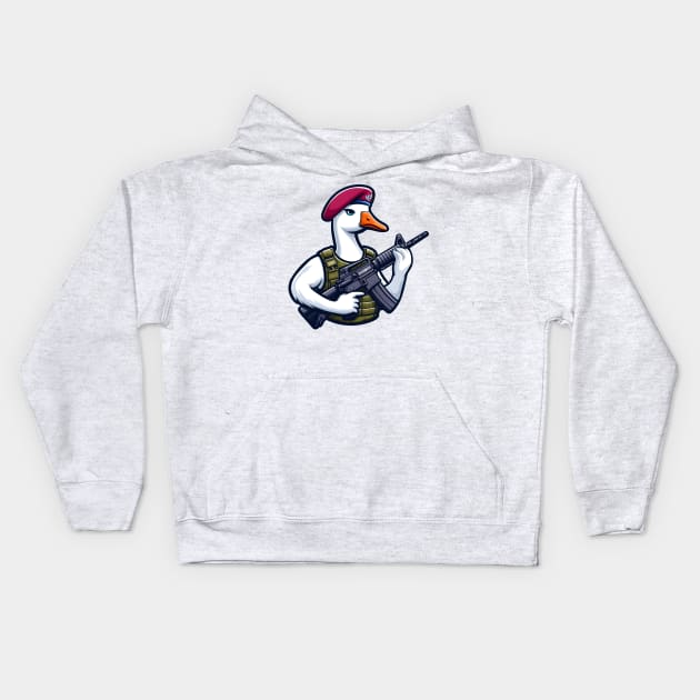 Tactical Goose Kids Hoodie by Rawlifegraphic